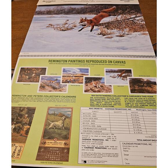 1984 Vintage Remington DuPont Calendar Hunting and Wildlife Memorabilia - Picture 4 of 8